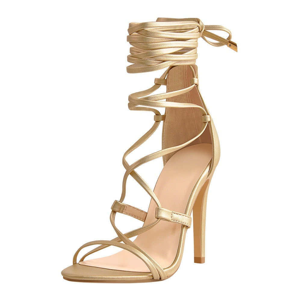Onlymaker Gold Lace Up Heels Size 13 Women’s